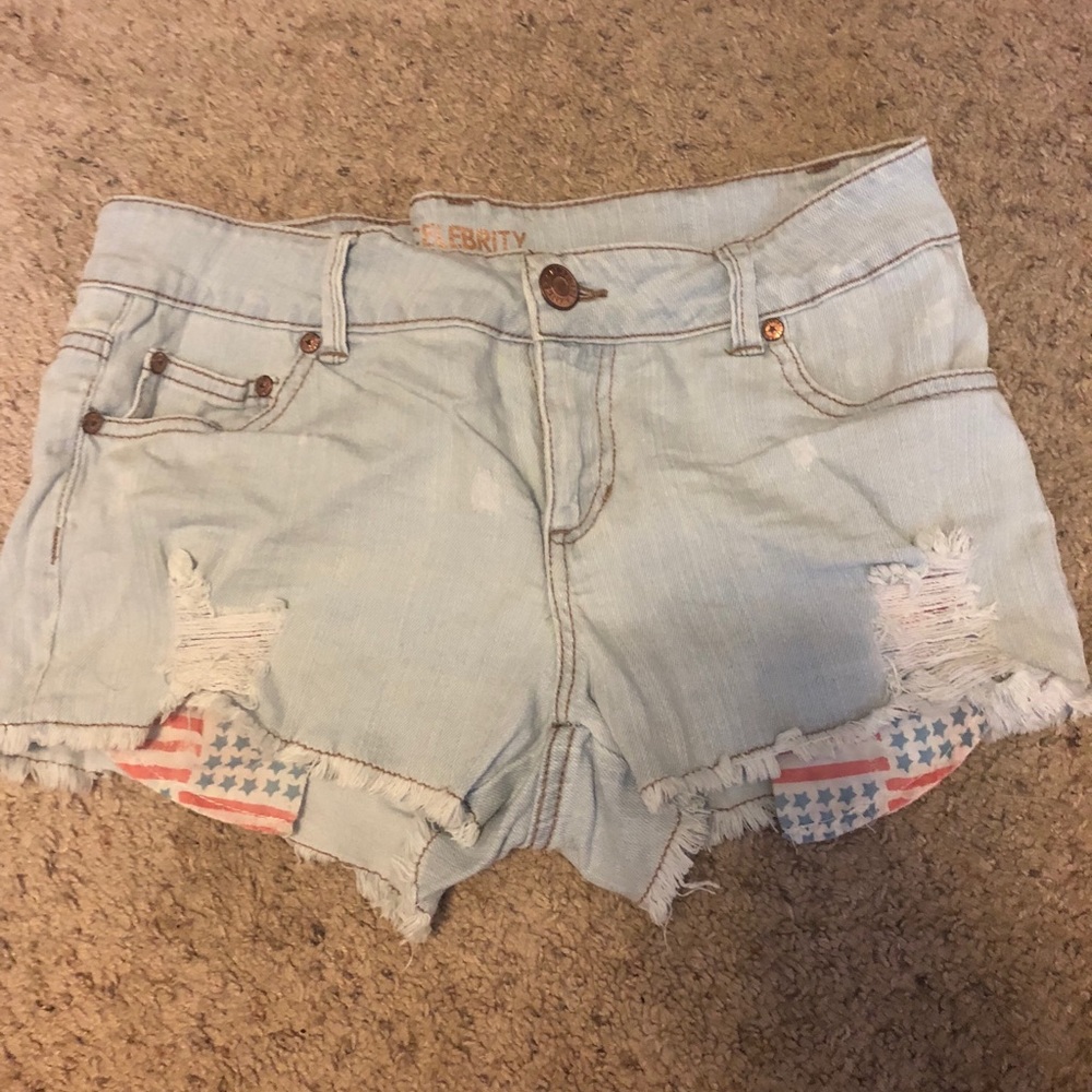 Light denim jean shorts